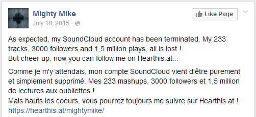 Soundcloud : Mighty Mike takedown