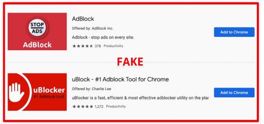 Faux Adblock Google Chrome Banner