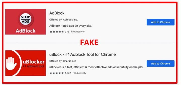 Faux Adblock Google Chrome Banner